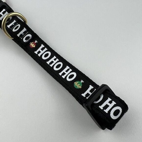 Merry & Bright Adjustable Holiday Themed Dog Collar. “Ho Ho Ho” Black Size M - Picture 3 of 5